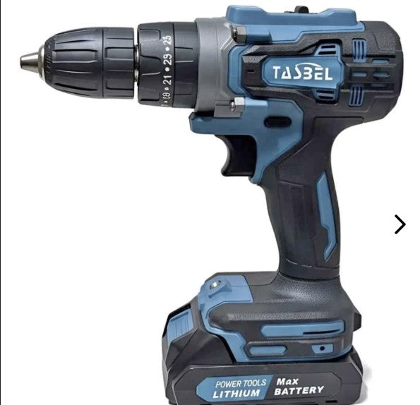 TALADRO INALAMBRICO TASBEL 2 BATERÍAS AZUL