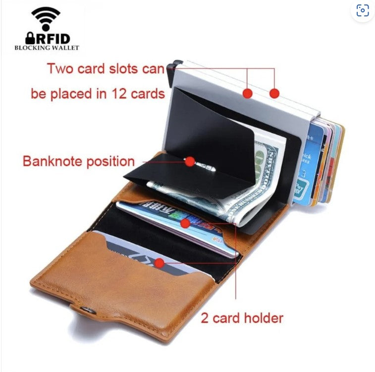 Billetera compacta c/porta tarjetas doble y protección Rfid